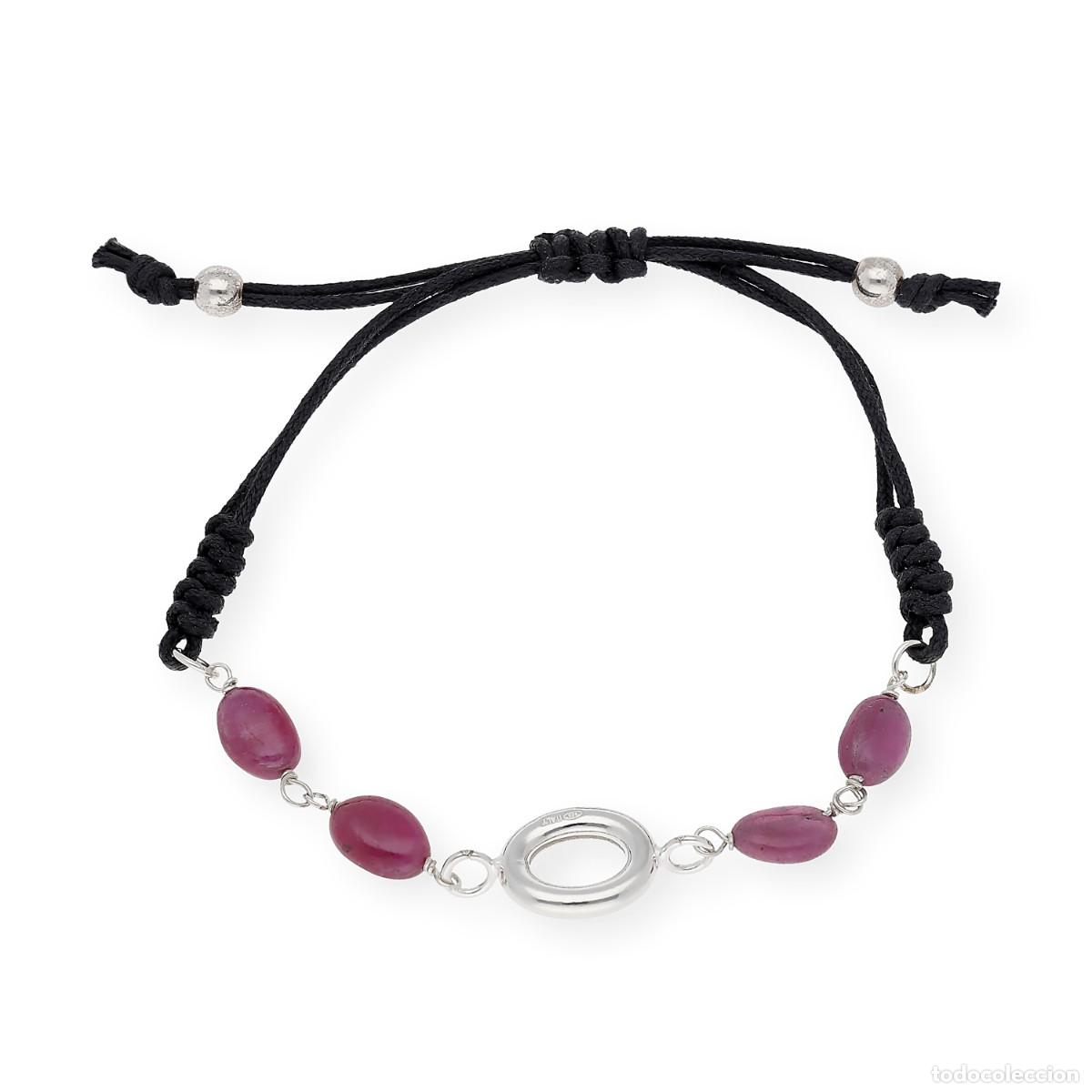 Joyeria: Pulsera Macram&eacute; con Rub&iacute;es en Plata de Ley 925 - Foto 1