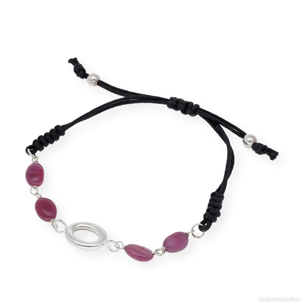 Joyeria: Pulsera Macram&eacute; con Rub&iacute;es en Plata de Ley 925 - Foto 2