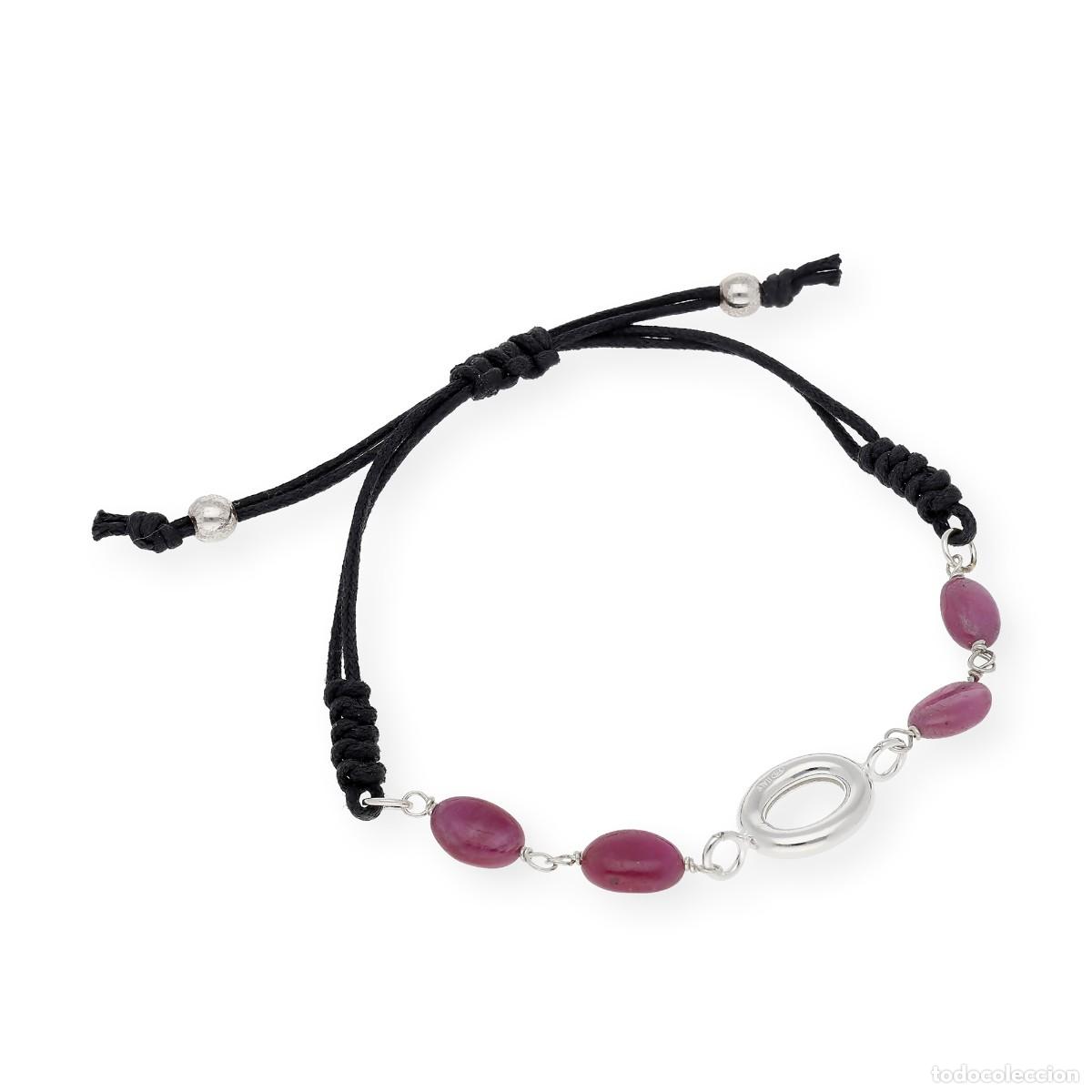 Joyeria: Pulsera Macram&eacute; con Rub&iacute;es en Plata de Ley 925 - Foto 3