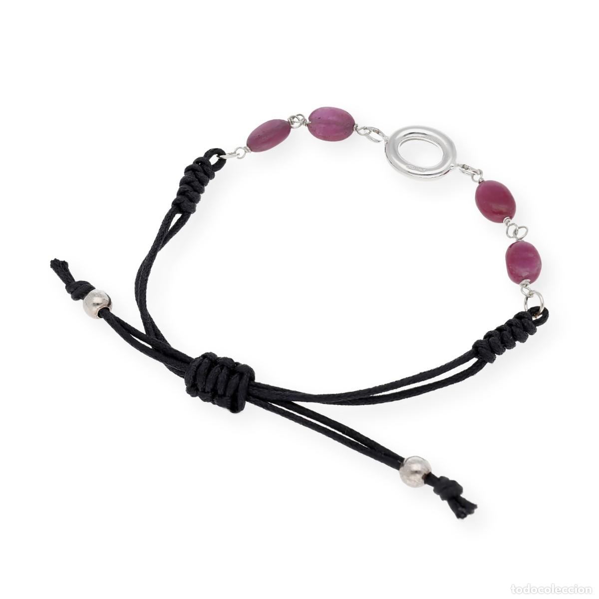 Joyeria: Pulsera Macram&eacute; con Rub&iacute;es en Plata de Ley 925 - Foto 4