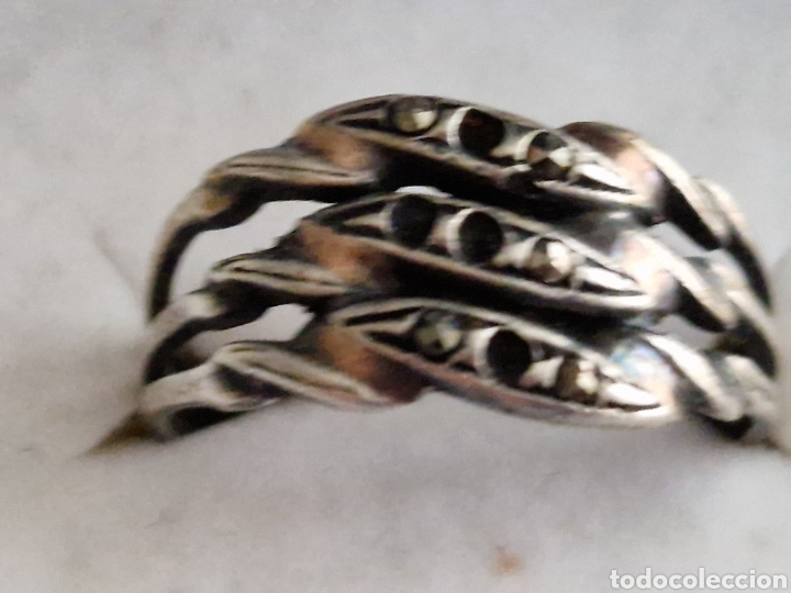Joyeria: ANILLO DE PLATA ANTIGUO CON MARCASITAS - Foto 2
