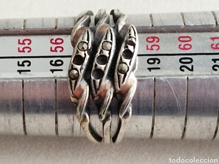 Joyeria: ANILLO DE PLATA ANTIGUO CON MARCASITAS - Foto 4