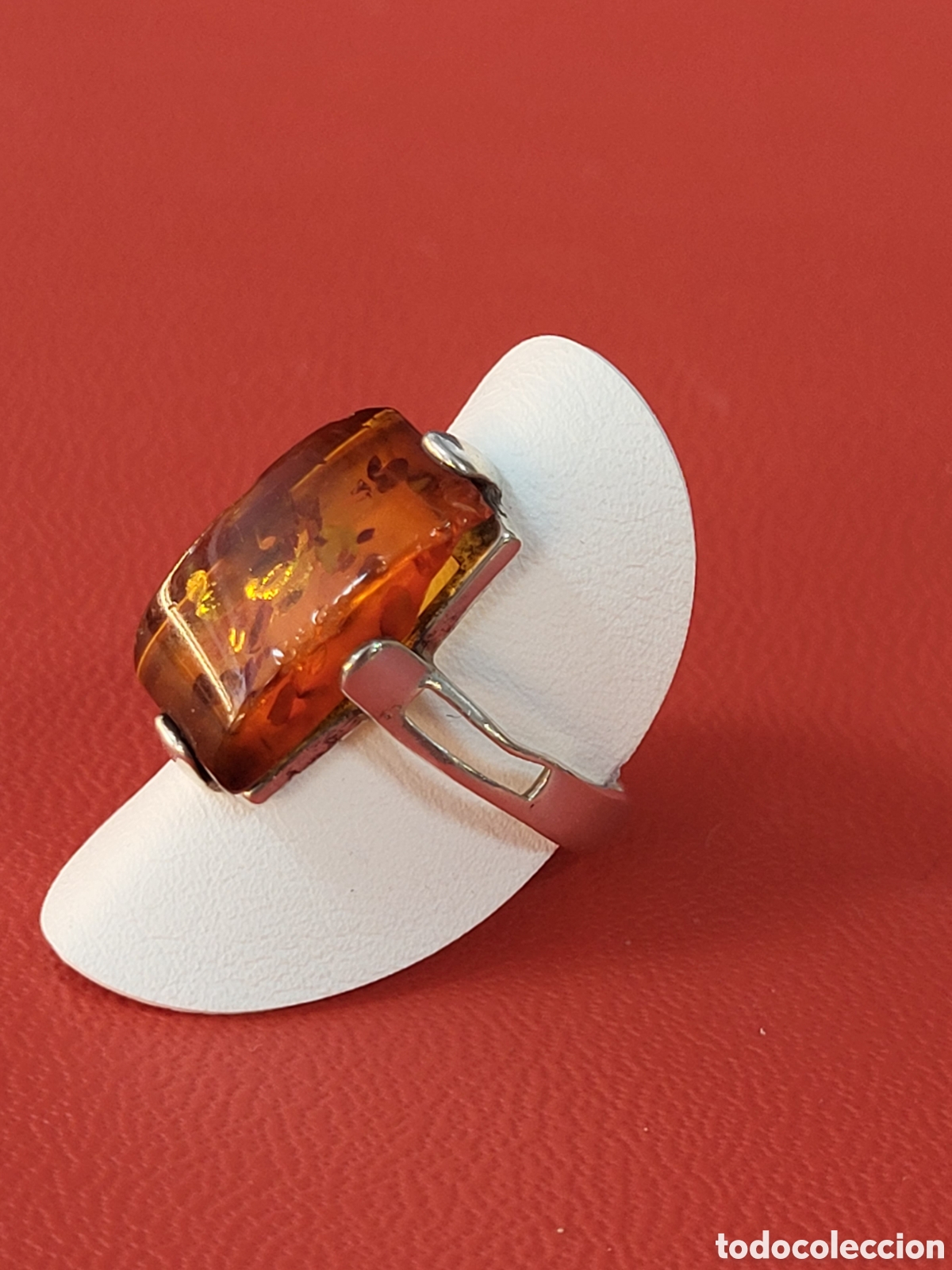Joyeria: ANTIGUO ANILLO DE PLATA CON AMBAR ENGARZADO - Foto 3