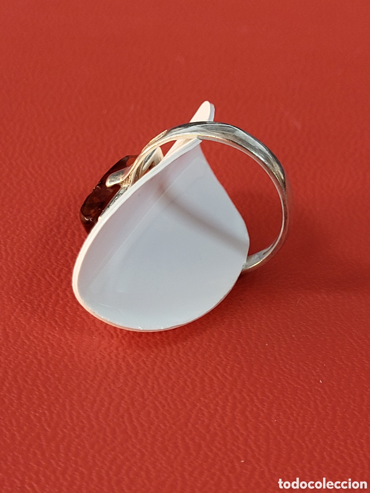 Joyeria: ANTIGUO ANILLO DE PLATA CON AMBAR ENGARZADO - Foto 4