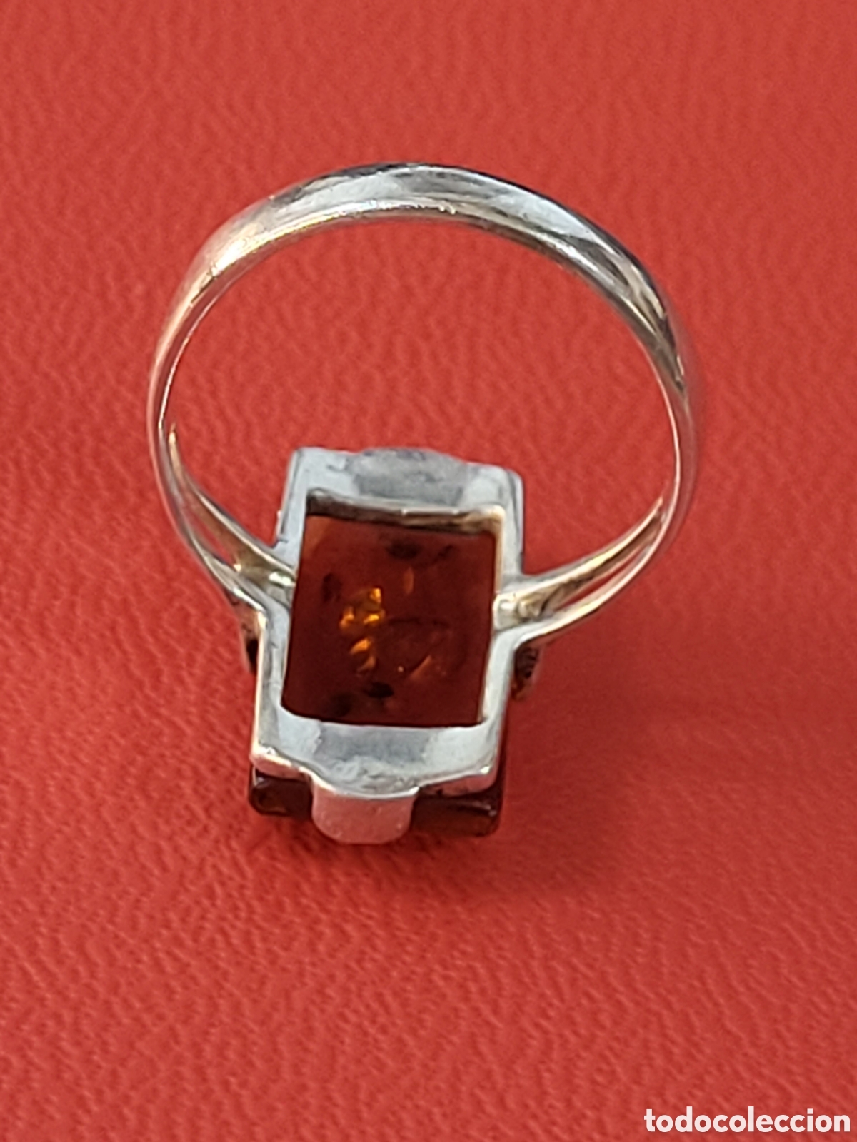 Joyeria: ANTIGUO ANILLO DE PLATA CON AMBAR ENGARZADO - Foto 5