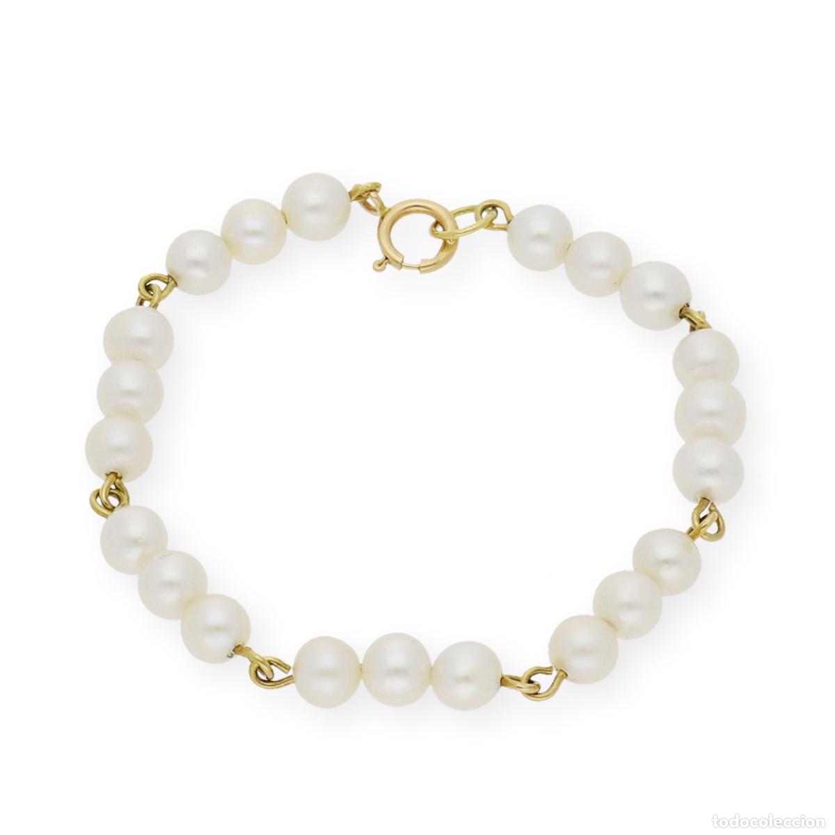 Joyeria: Pulsera de Beb&eacute; tres Perlas y Oro 18k - Foto 1