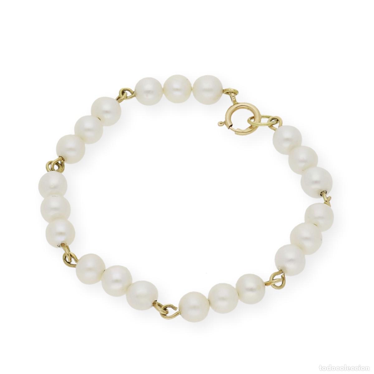 Joyeria: Pulsera de Beb&eacute; tres Perlas y Oro 18k - Foto 2