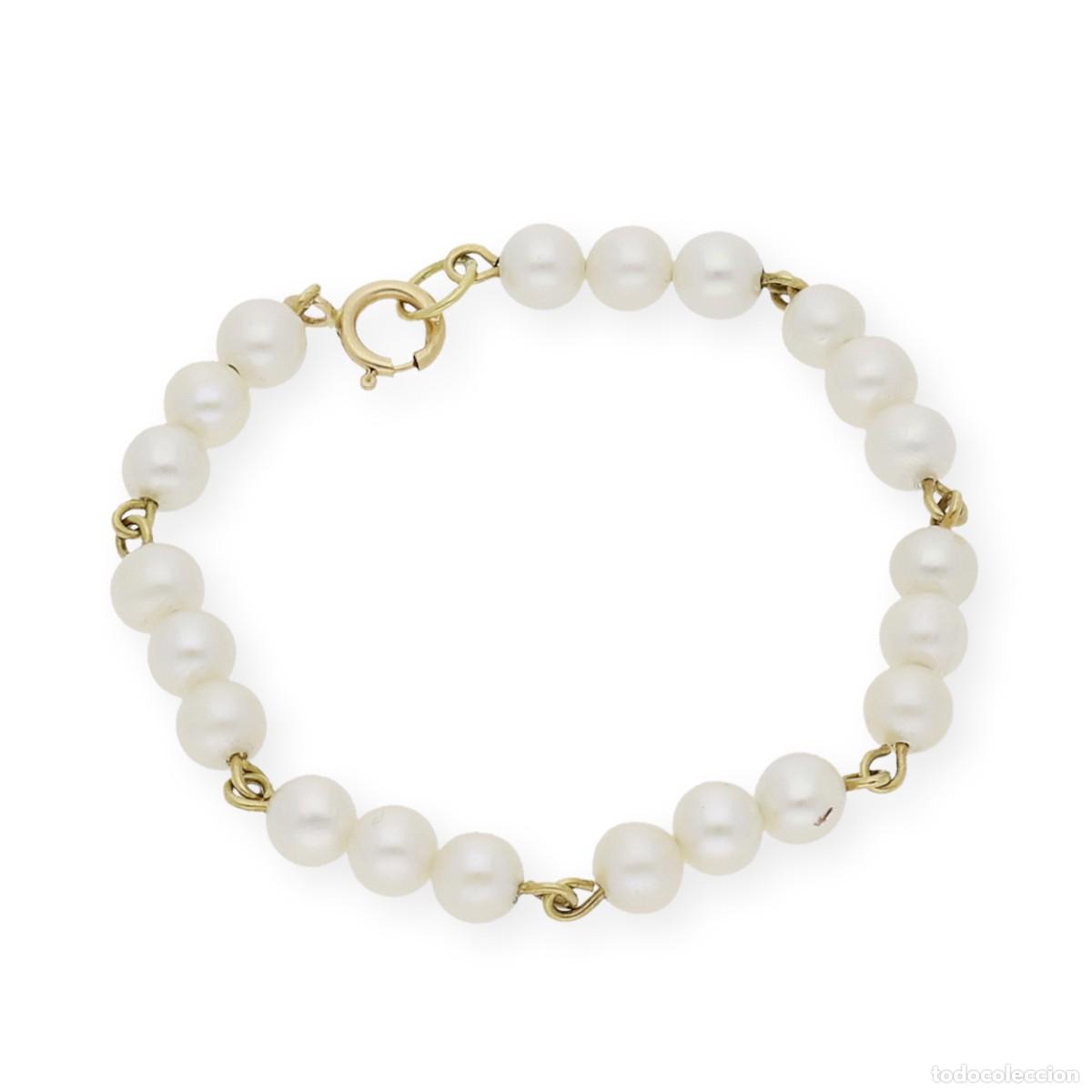 Joyeria: Pulsera de Beb&eacute; tres Perlas y Oro 18k - Foto 3