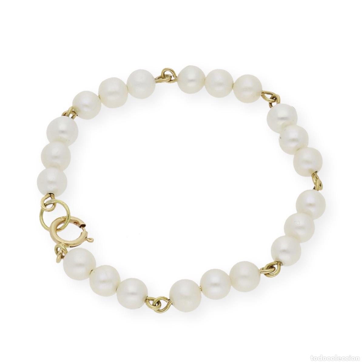 Joyeria: Pulsera de Beb&eacute; tres Perlas y Oro 18k - Foto 4