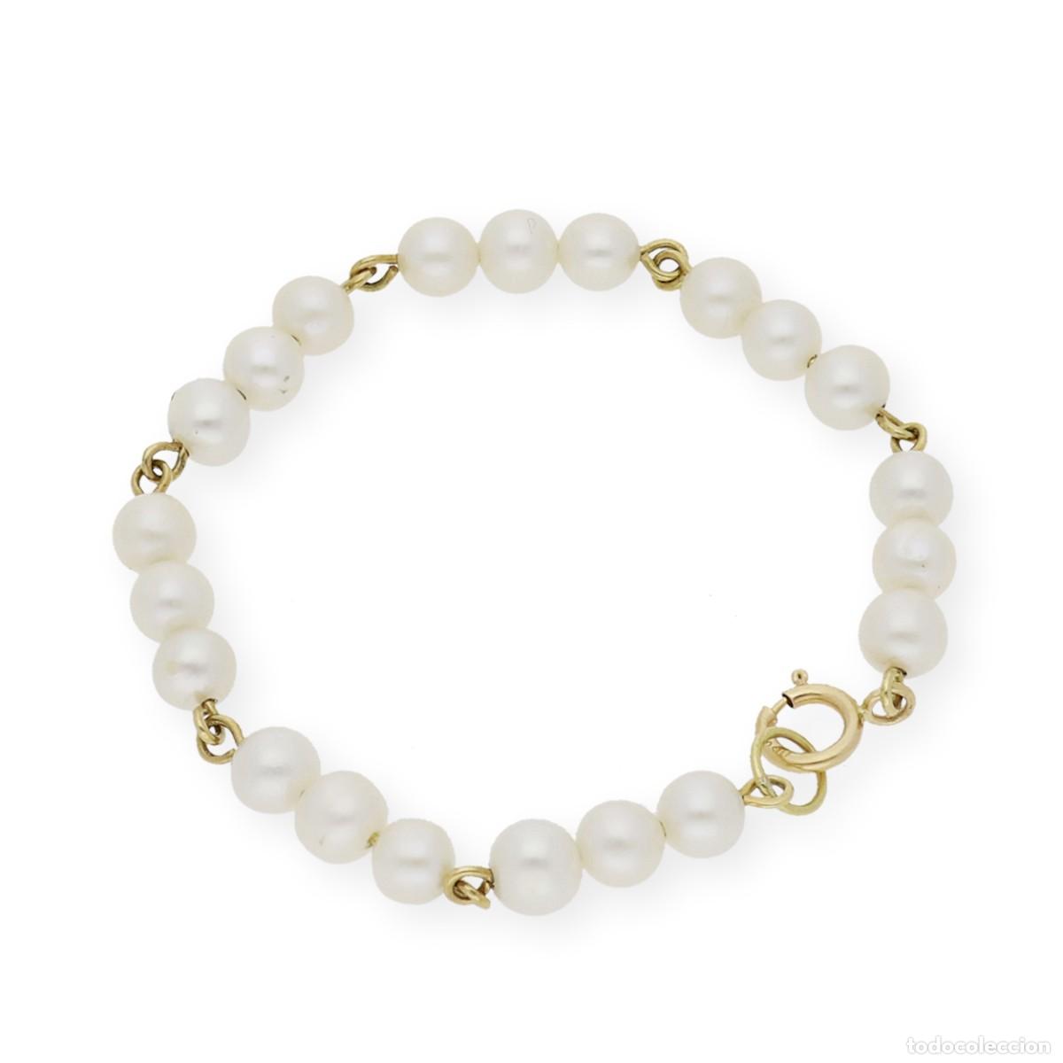 Joyeria: Pulsera de Beb&eacute; tres Perlas y Oro 18k - Foto 5