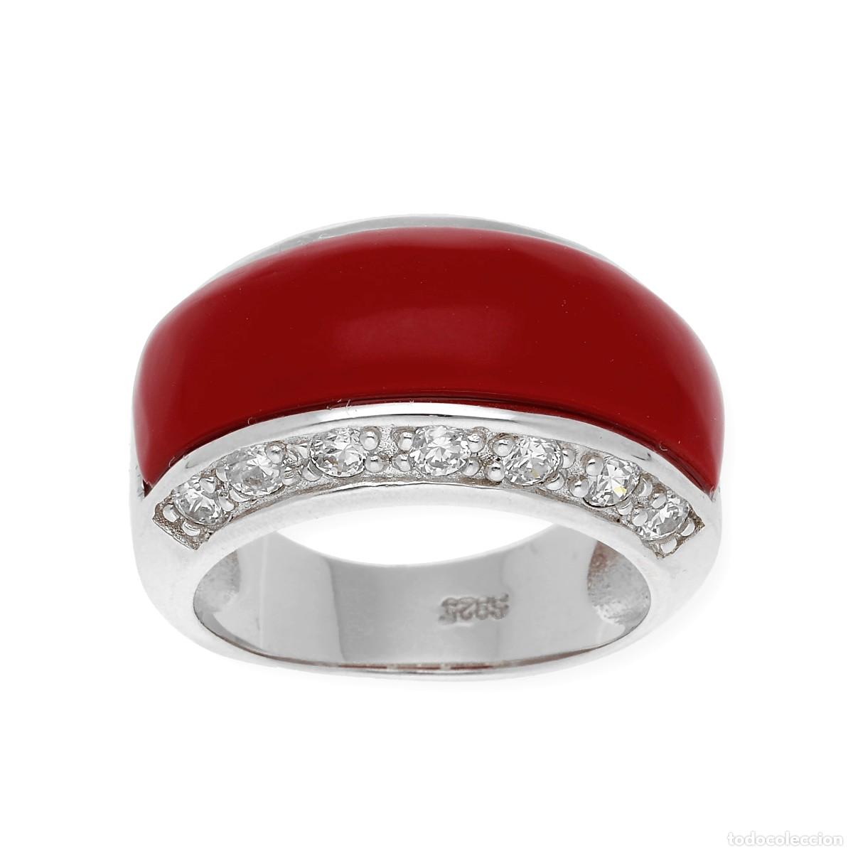 Joyeria: Anillo en Plata de ley 925 con Coral y Circonitas - Foto 2