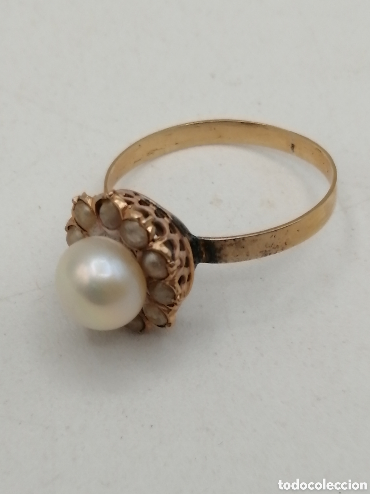 Joyeria: Antiguo anillo oro 18 quilates y perlas - Foto 3
