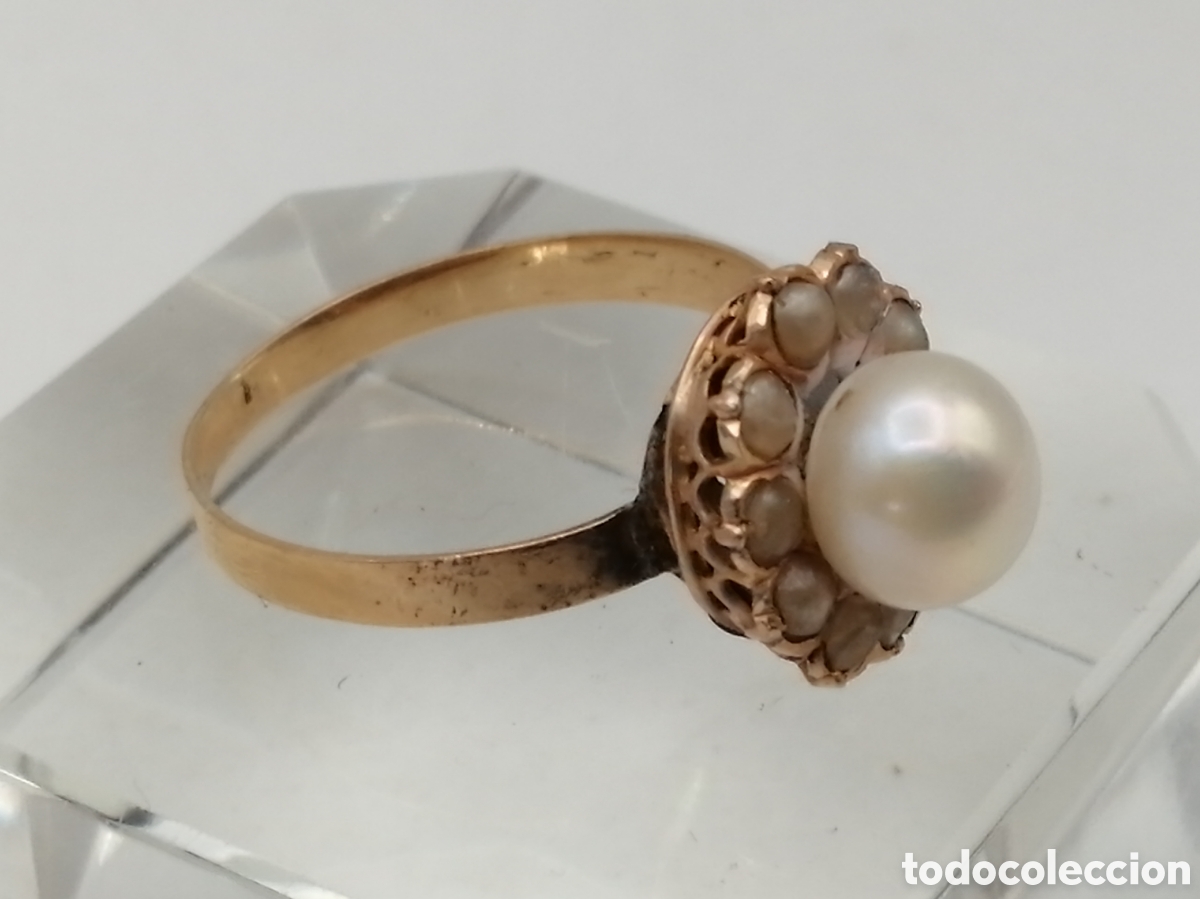 Joyeria: Antiguo anillo oro 18 quilates y perlas - Foto 10