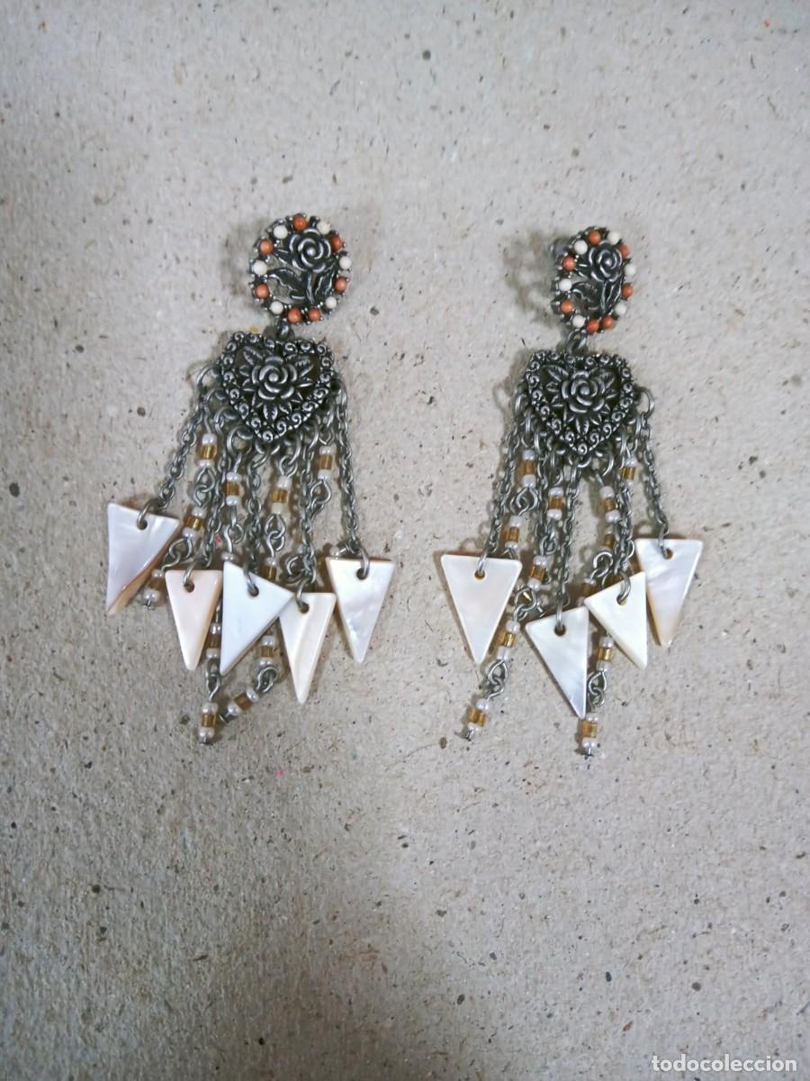 Gioielleria: BONITOS PENDIENTES ANTIGUOS. METAL Y NACAR M15
