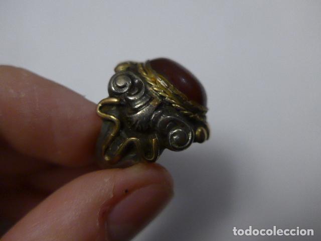 Joyeria: Antiguo anillo de plata de 1900s con piedra, original - Foto 2