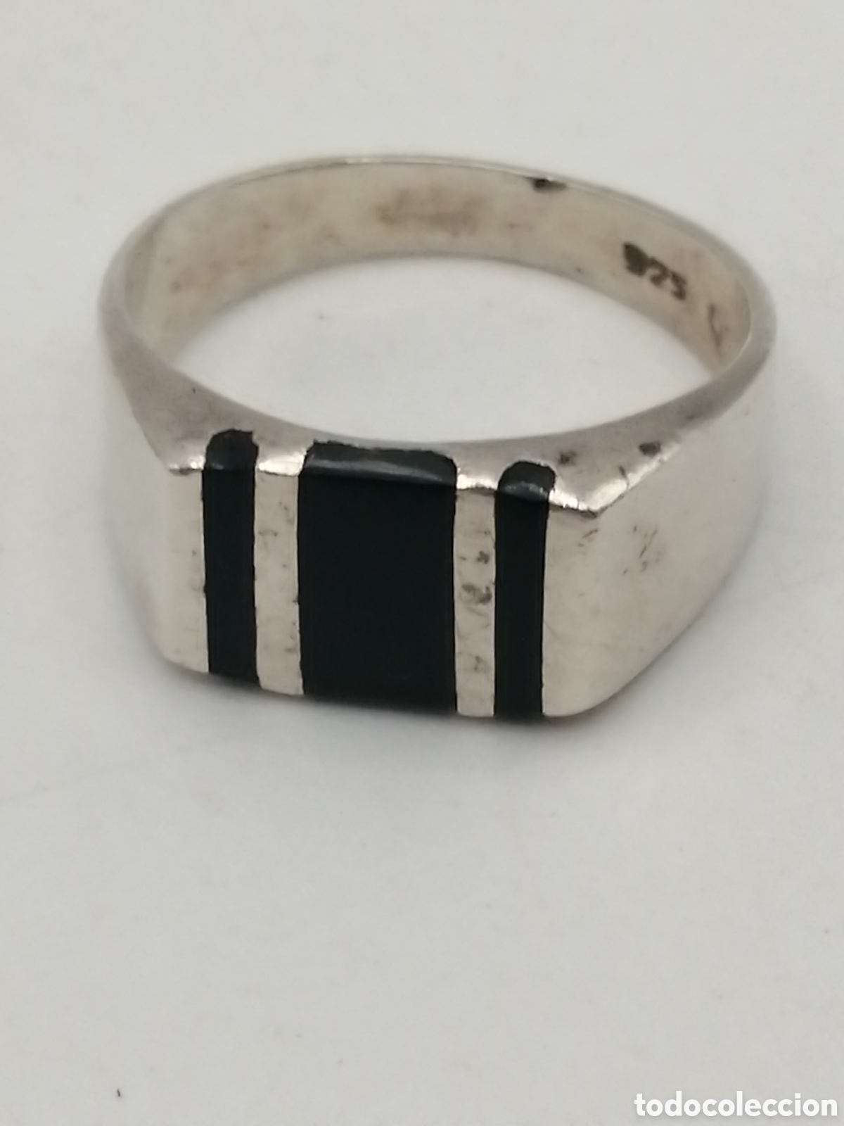 Joyeria: Antiguo anillo plata de ley y onix - Foto 2