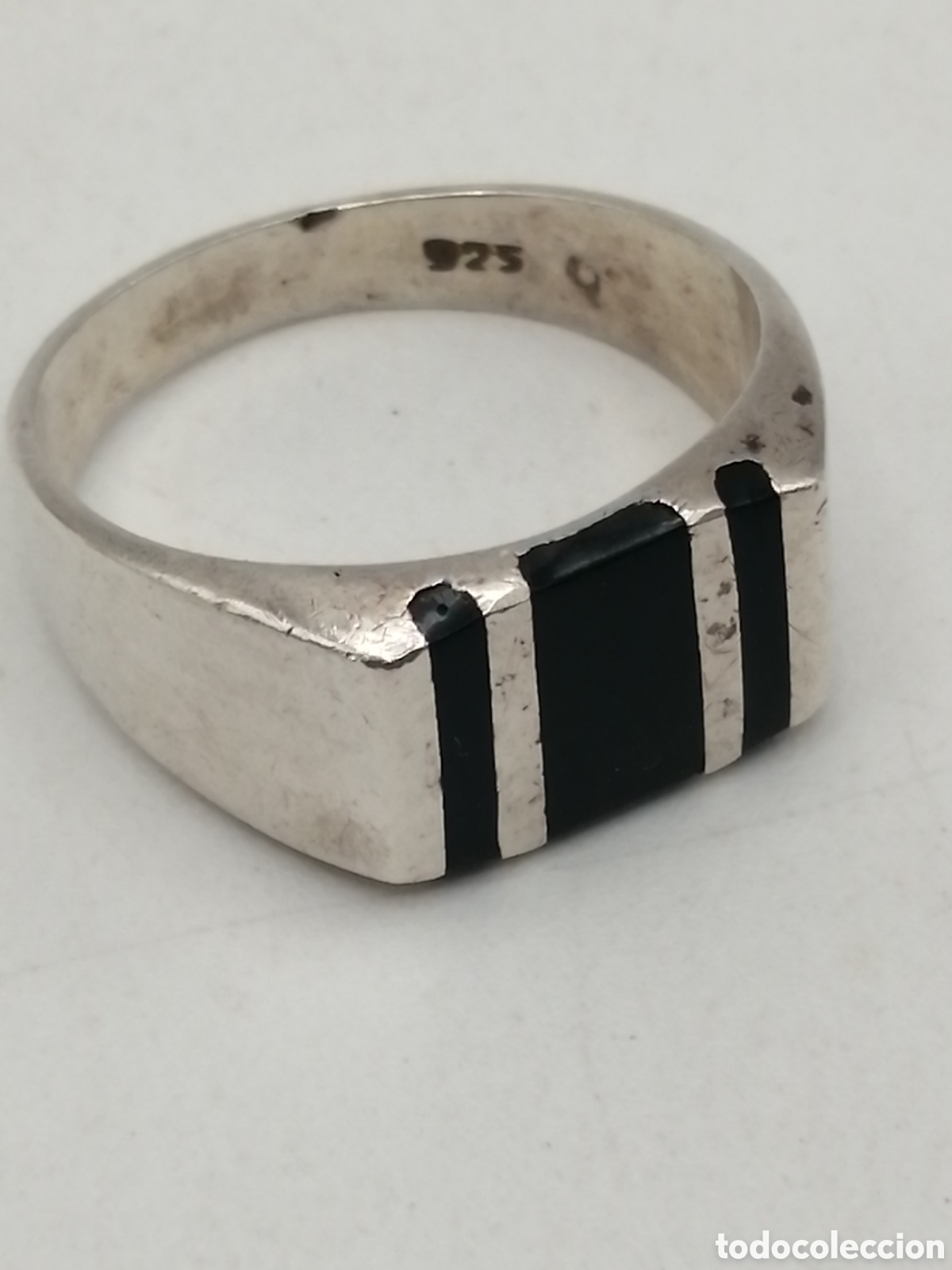 Joyeria: Antiguo anillo plata de ley y onix - Foto 1