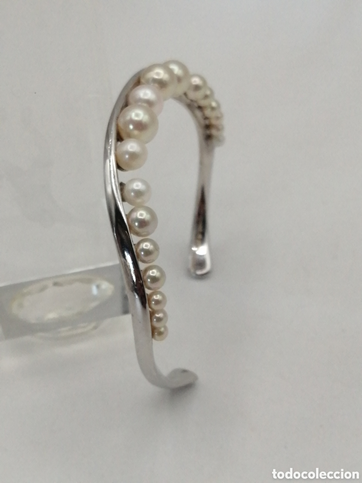 Joyeria: Pulsera brazalete plata de ley y perlas - Foto 3