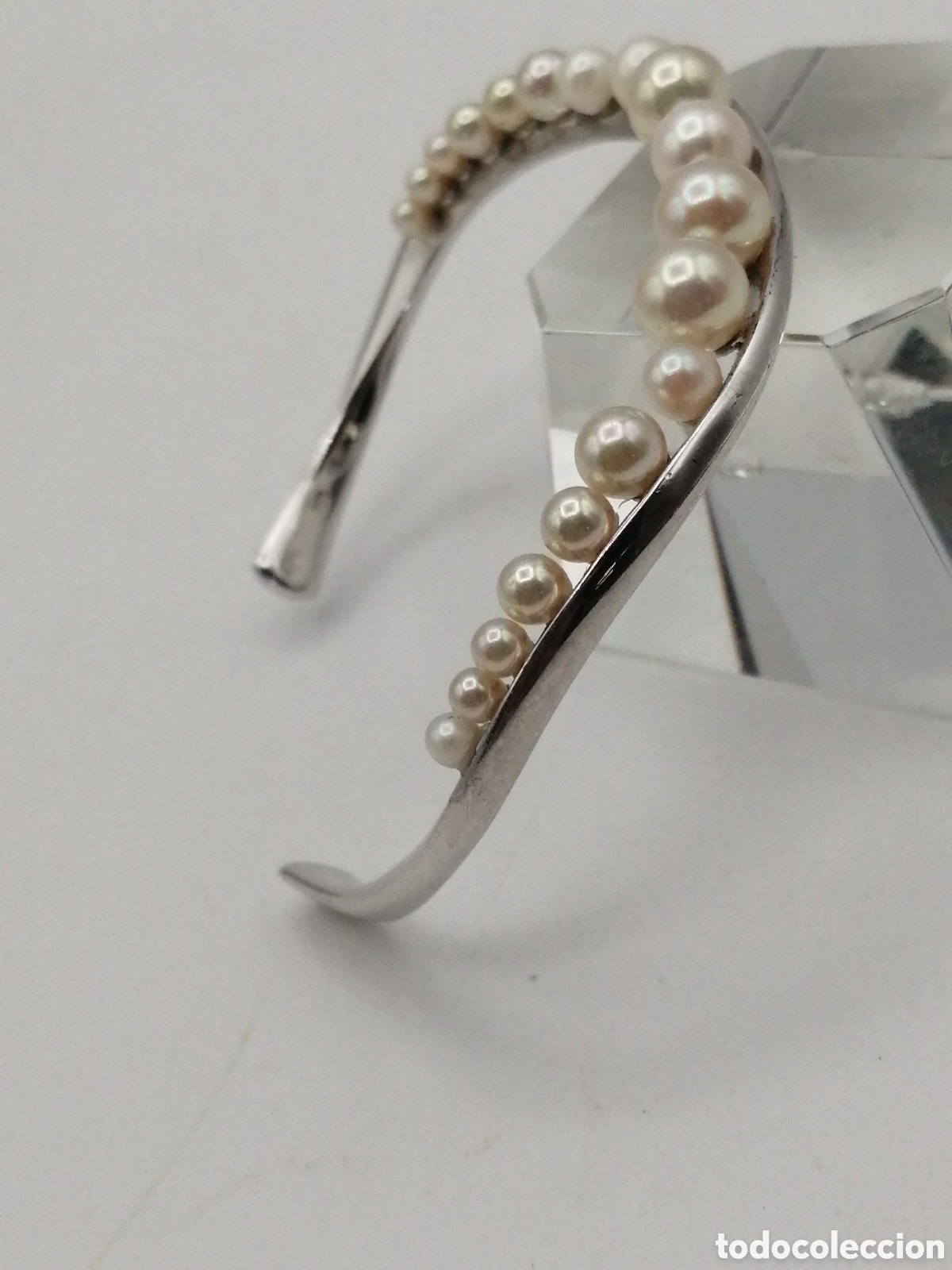 Joyeria: Pulsera brazalete plata de ley y perlas - Foto 4