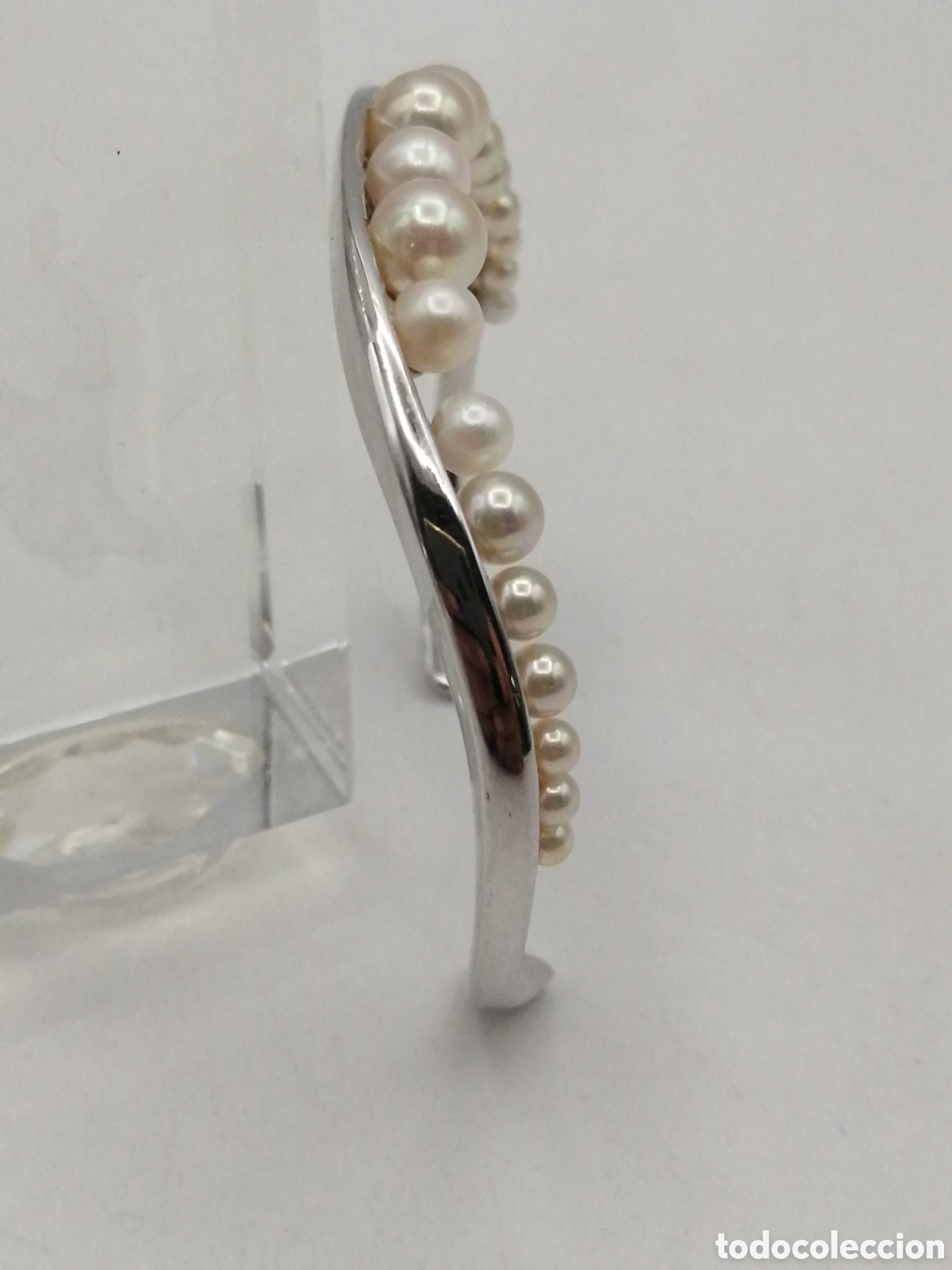 Joyeria: Pulsera brazalete plata de ley y perlas - Foto 5