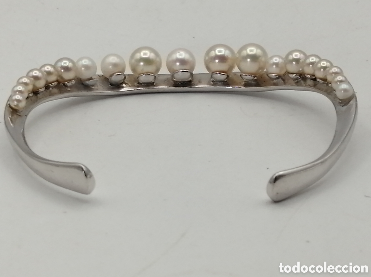 Joyeria: Pulsera brazalete plata de ley y perlas - Foto 8