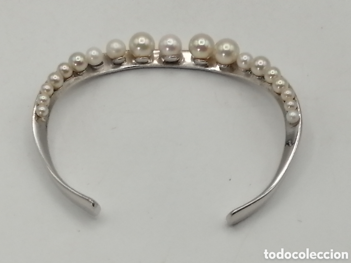 Joyeria: Pulsera brazalete plata de ley y perlas - Foto 9