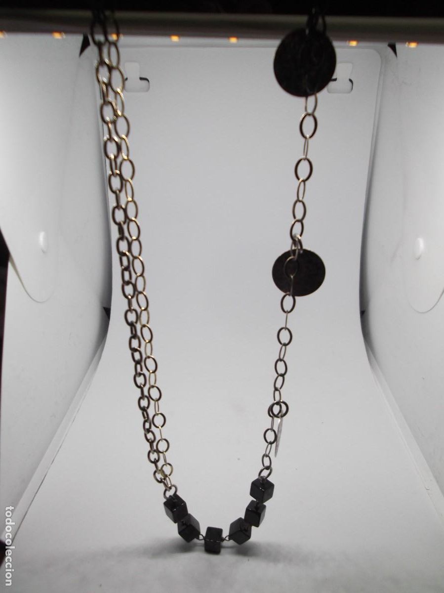 Joyeria: Collar largo de plata,dorado y onix.Vintage - Foto 5