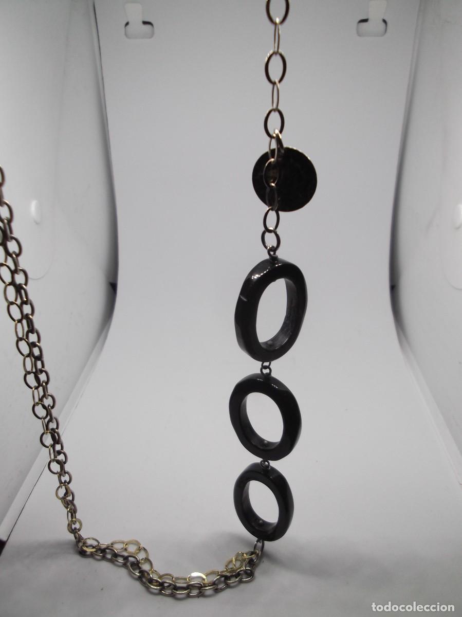 Joyeria: Collar largo de plata,dorado y onix.Vintage - Foto 4