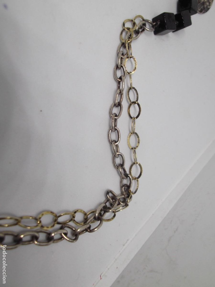 Joyeria: Collar largo de plata,dorado y onix.Vintage - Foto 6