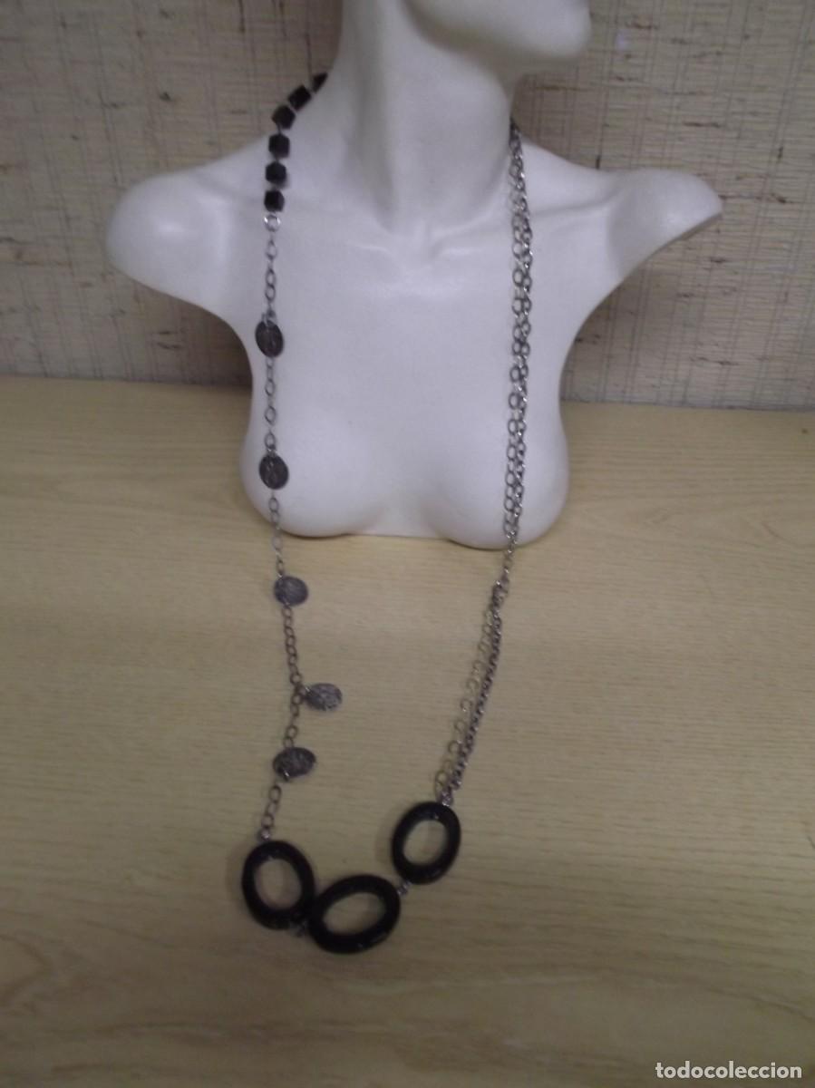 Joyeria: Collar largo de plata,dorado y onix.Vintage - Foto 3