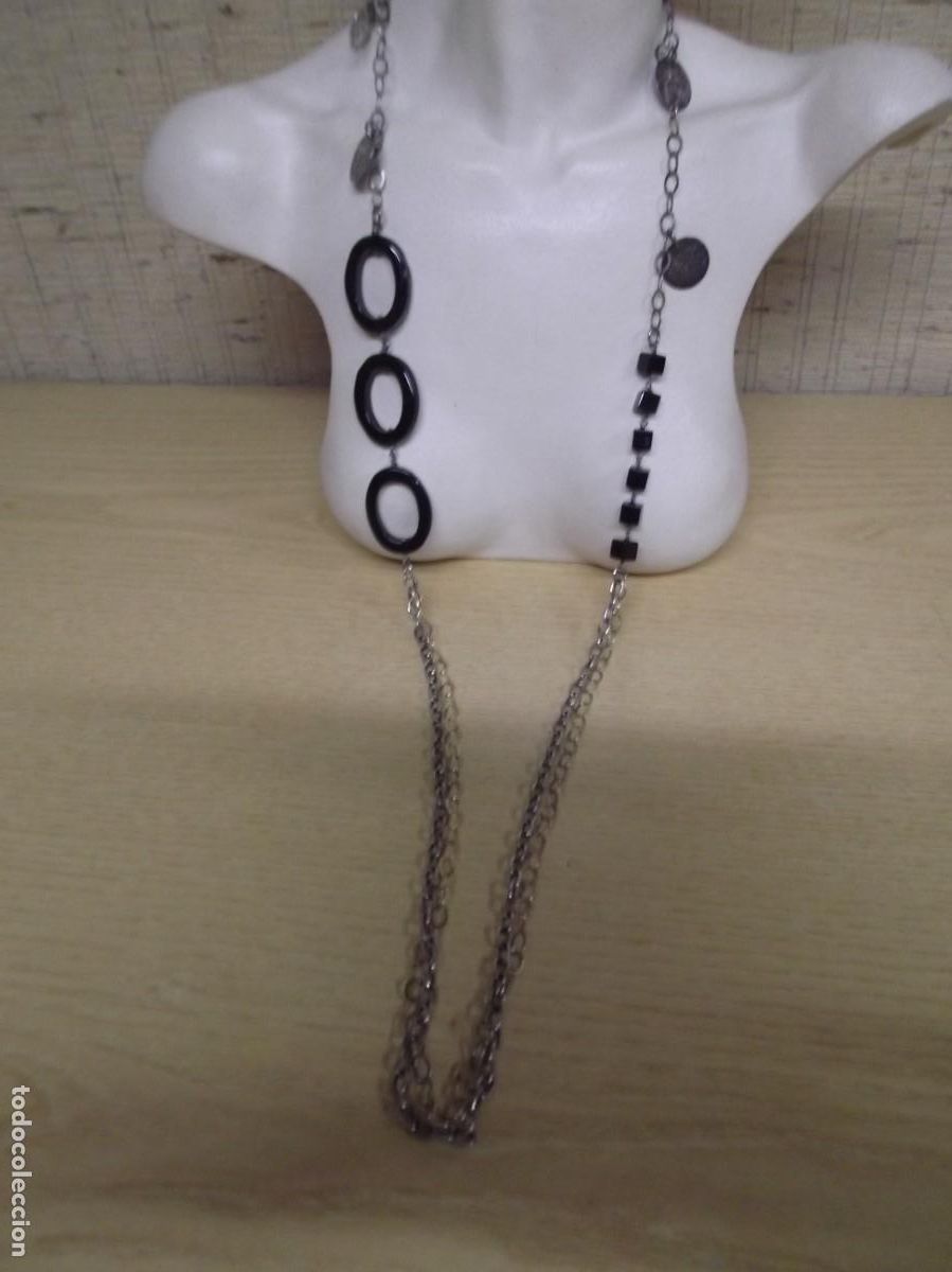 Joyeria: Collar largo de plata,dorado y onix.Vintage - Foto 7