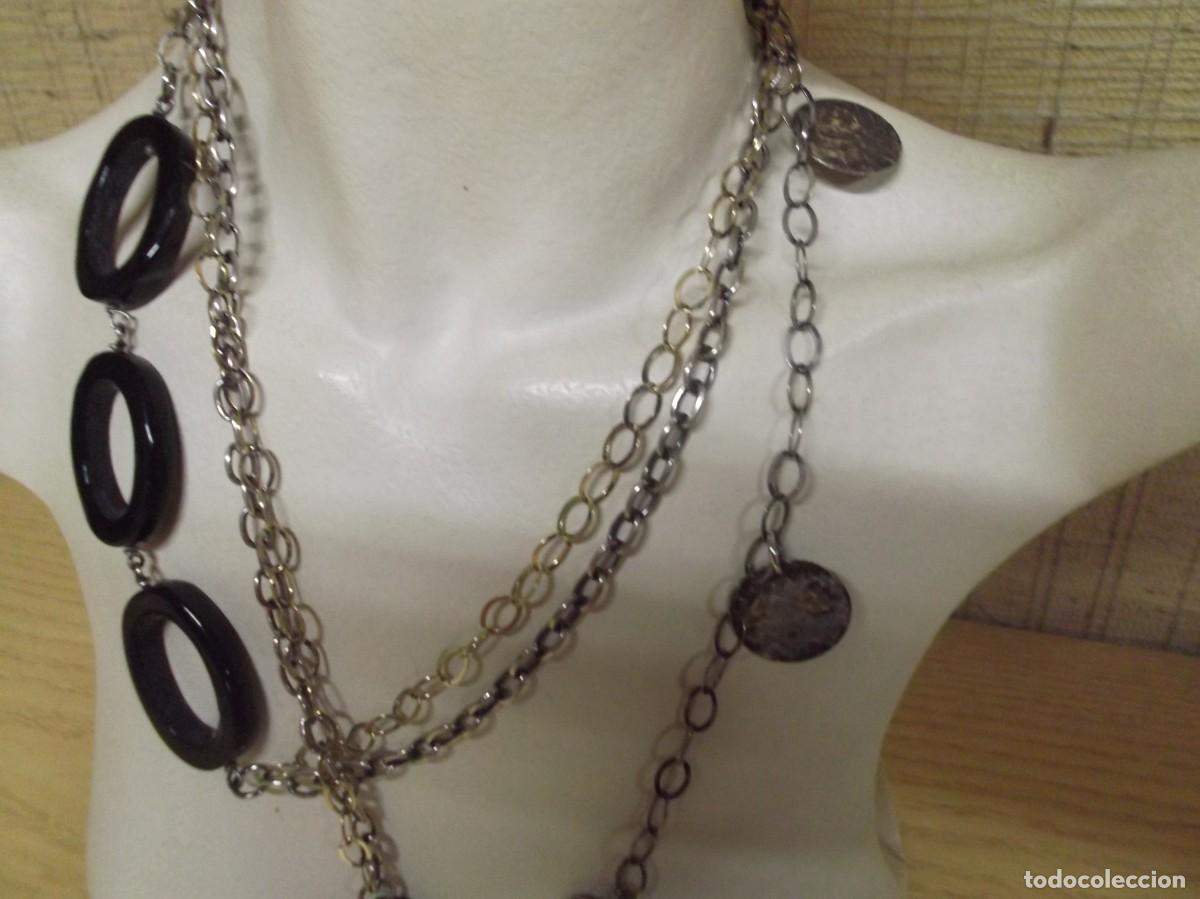 Joyeria: Collar largo de plata,dorado y onix.Vintage - Foto 8