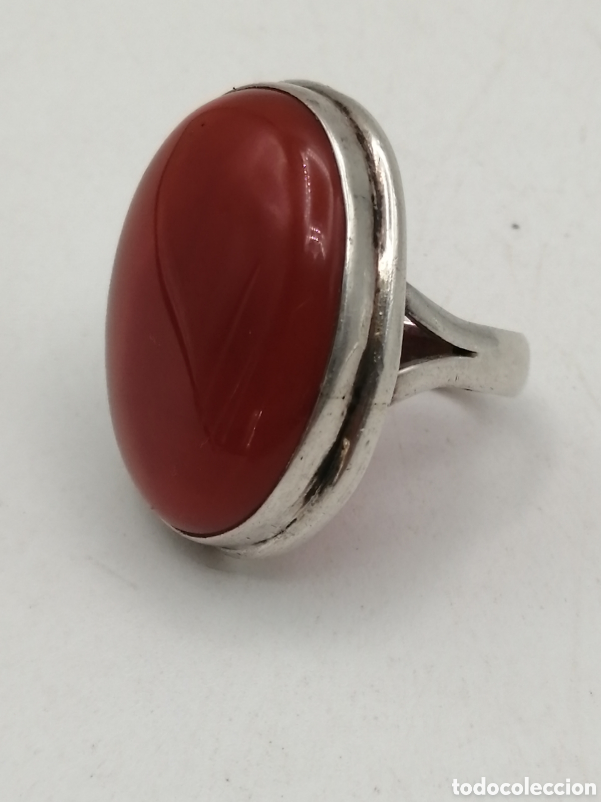 Joyeria: Antiguo anillo plata de ley y cornalina - Foto 2