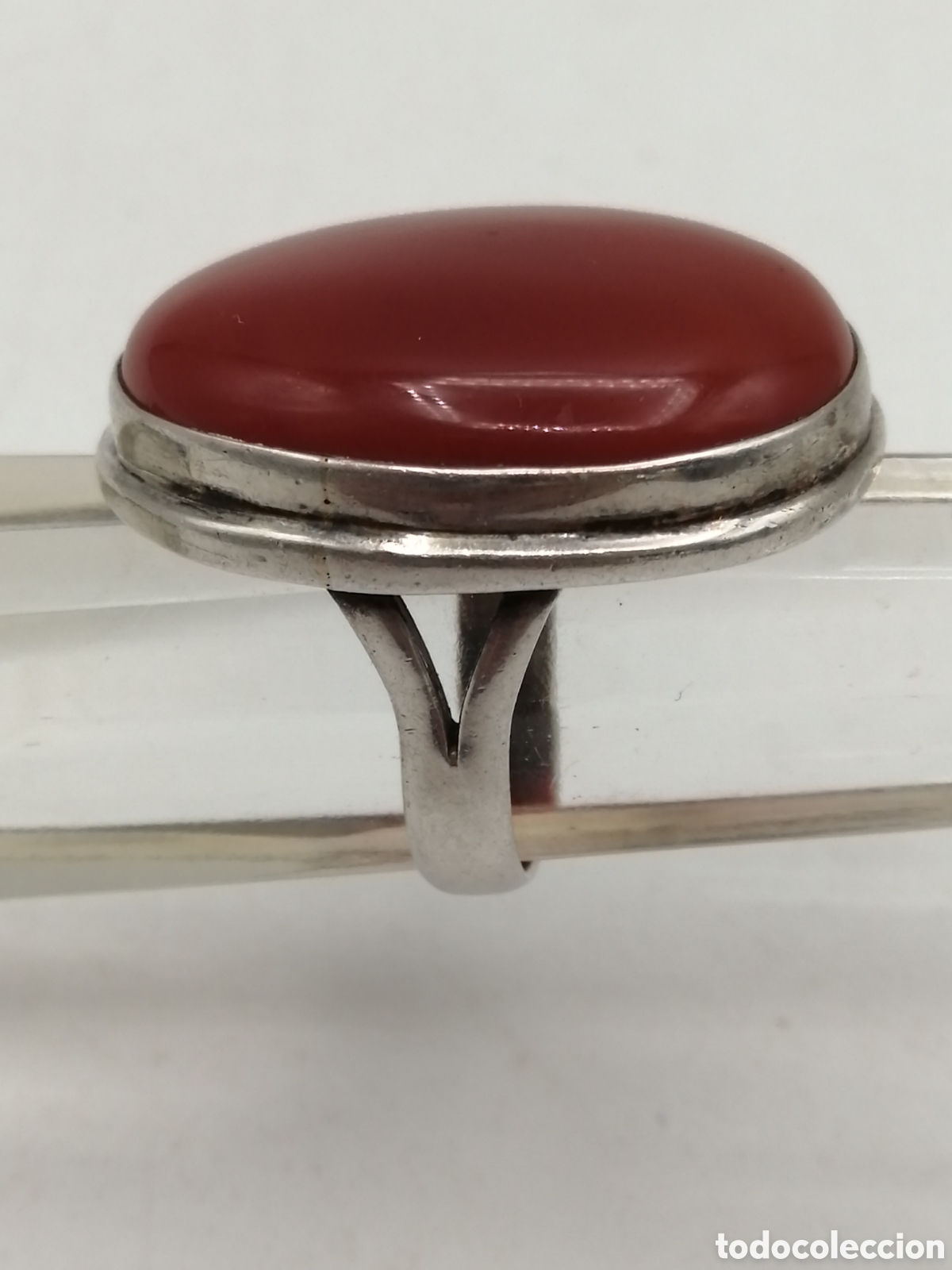 Joyeria: Antiguo anillo plata de ley y cornalina - Foto 3