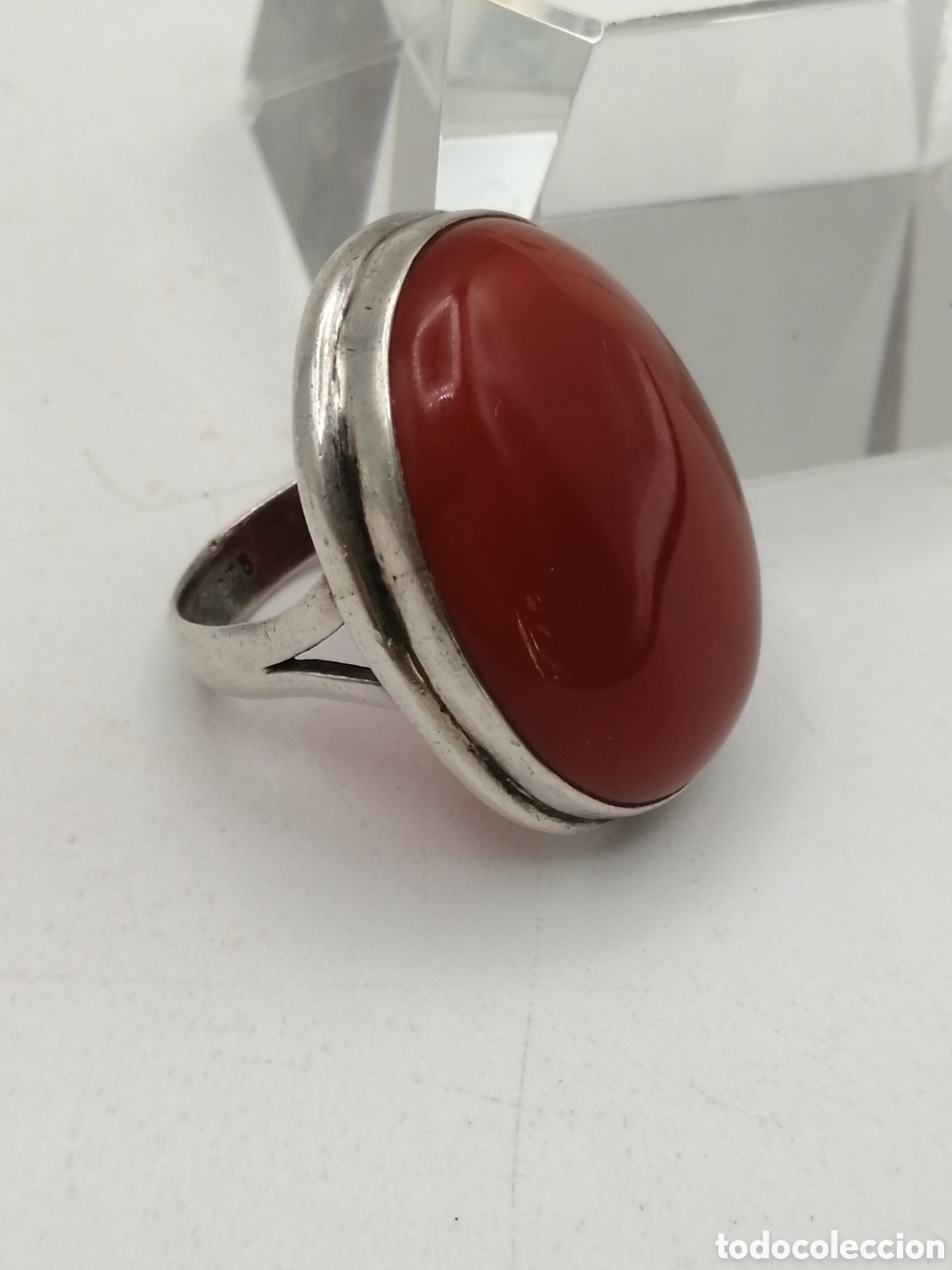 Joyeria: Antiguo anillo plata de ley y cornalina - Foto 1