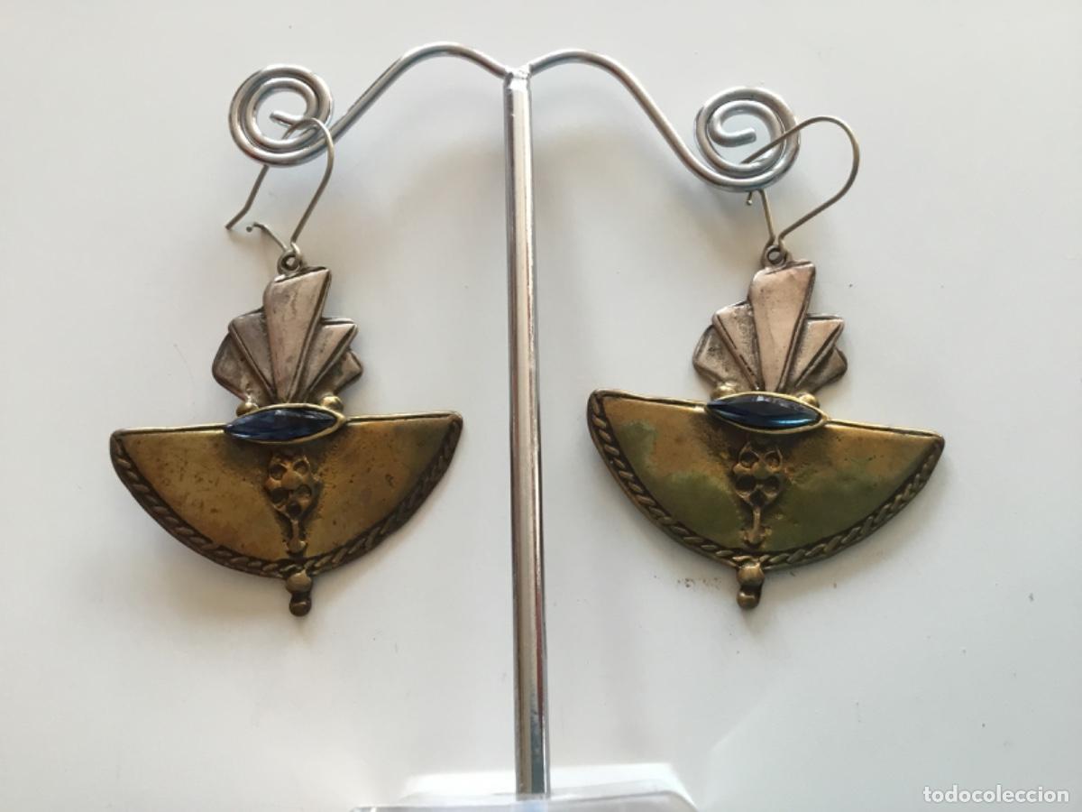 Joyeria: Pendientes de plata de 925 y bronce con cristal zafiro - Foto 1