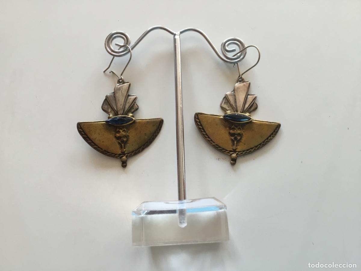 Joyeria: Pendientes de plata de 925 y bronce con cristal zafiro - Foto 2