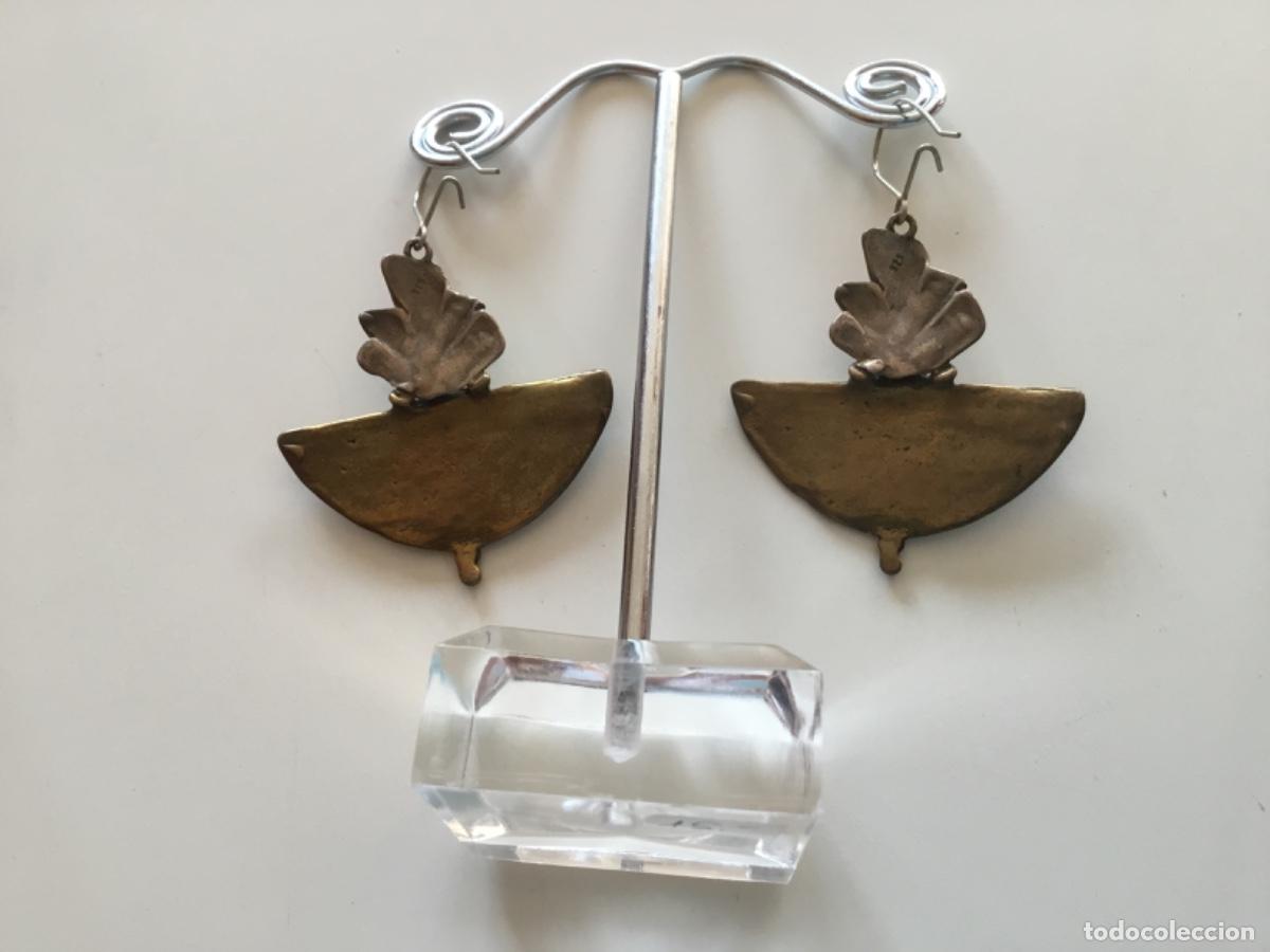Joyeria: Pendientes de plata de 925 y bronce con cristal zafiro - Foto 3