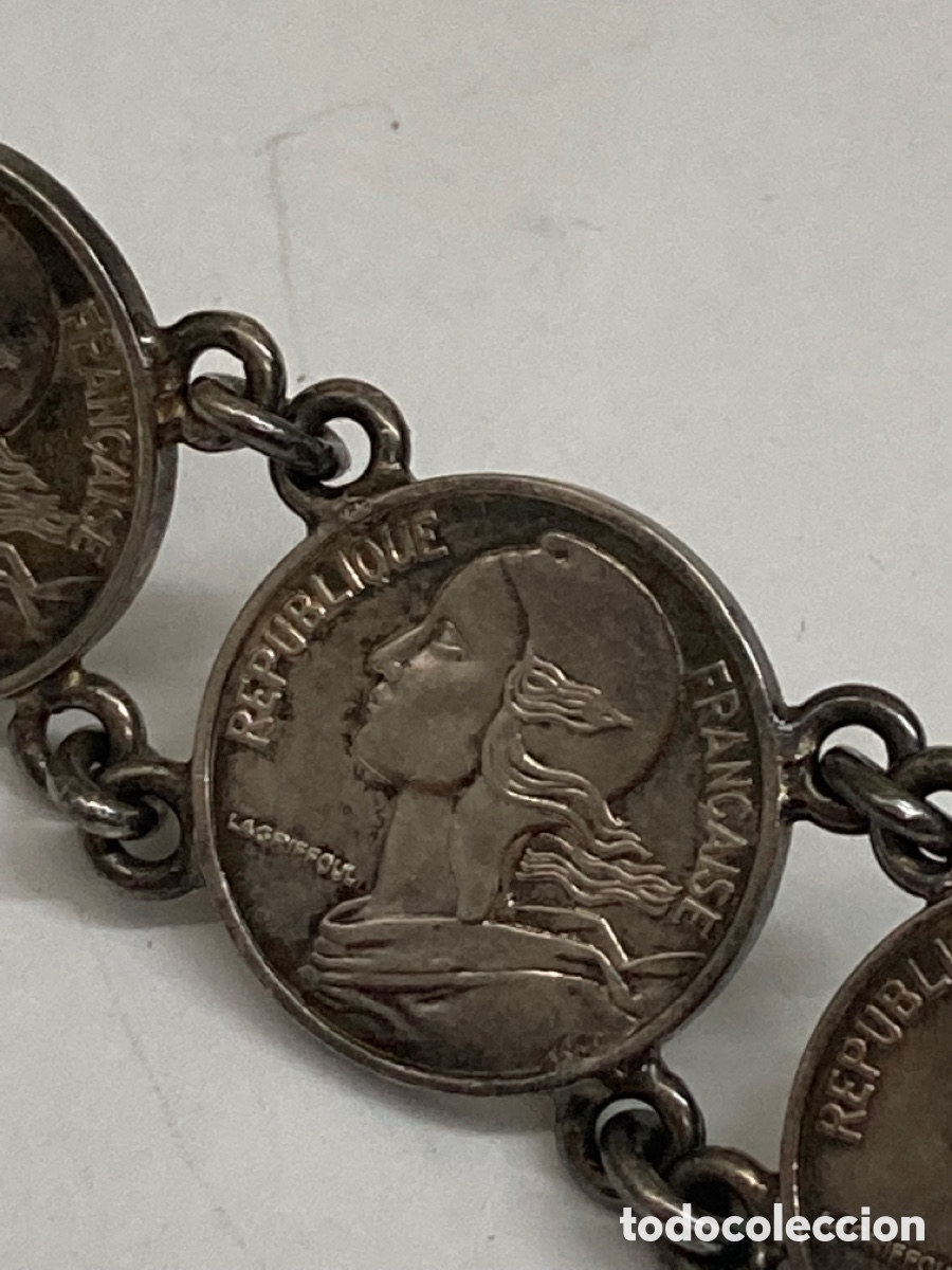 Joyeria: Pulsera monedas de plata 5 c&eacute;ntimos Francia 1966 - Foto 3