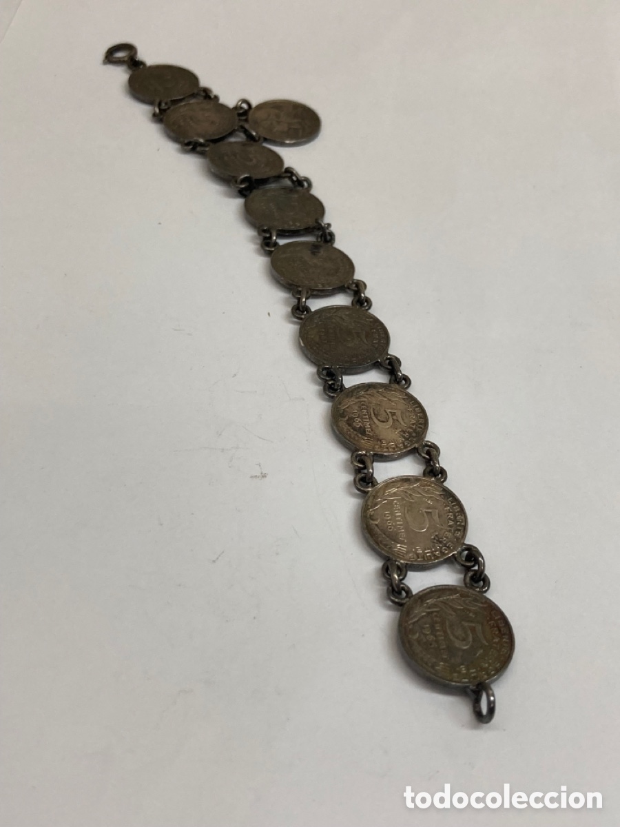 Joyeria: Pulsera monedas de plata 5 c&eacute;ntimos Francia 1966 - Foto 1