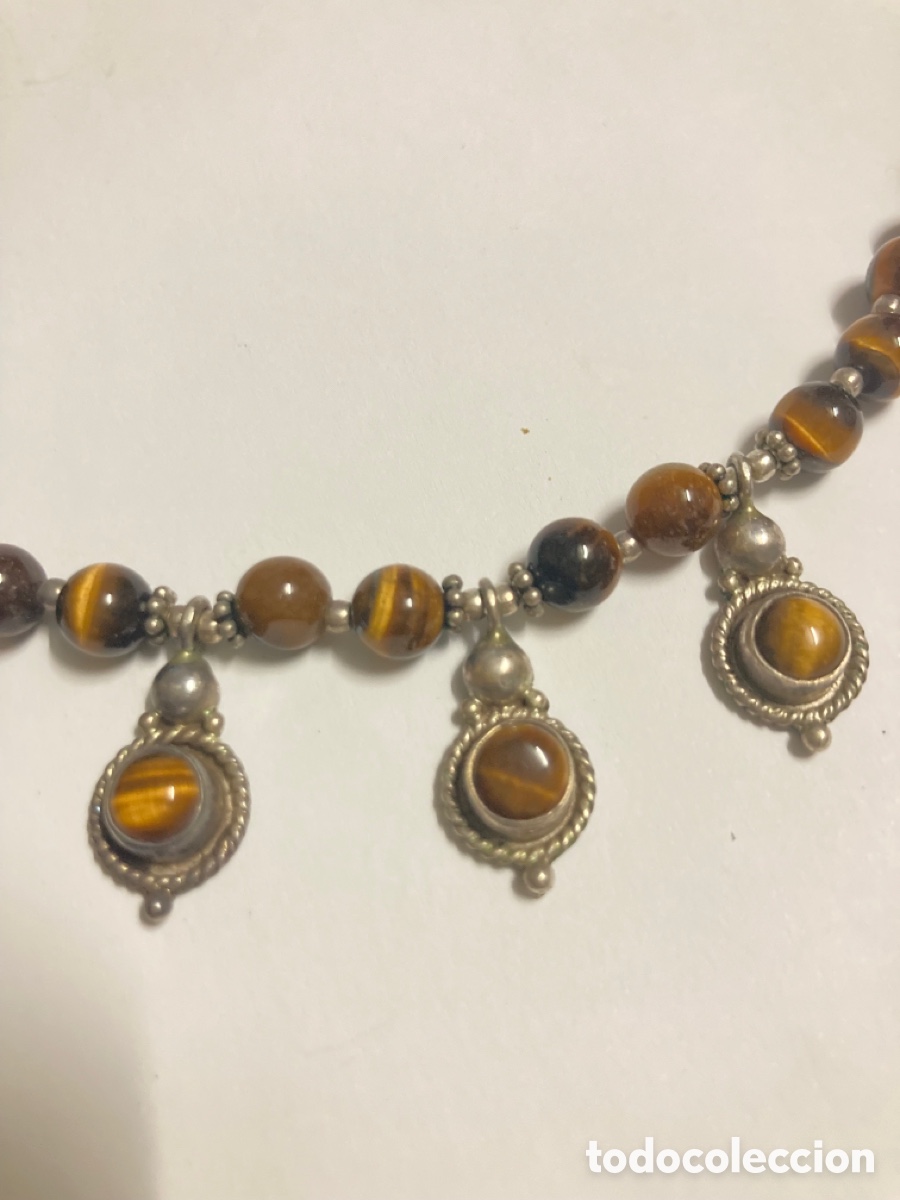 Joyeria: Collar de piedra ojo de tigre y plata - Foto 2