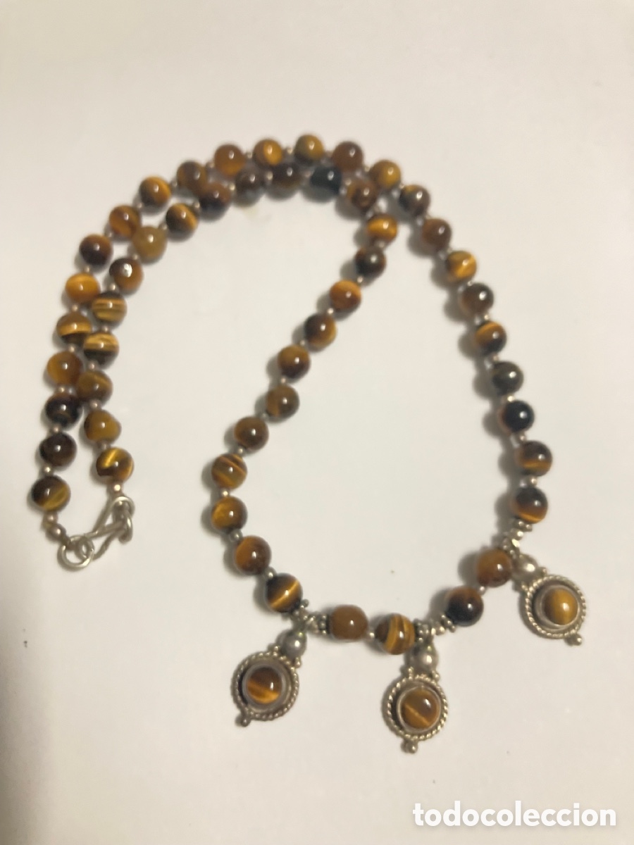Joyeria: Collar de piedra ojo de tigre y plata - Foto 3
