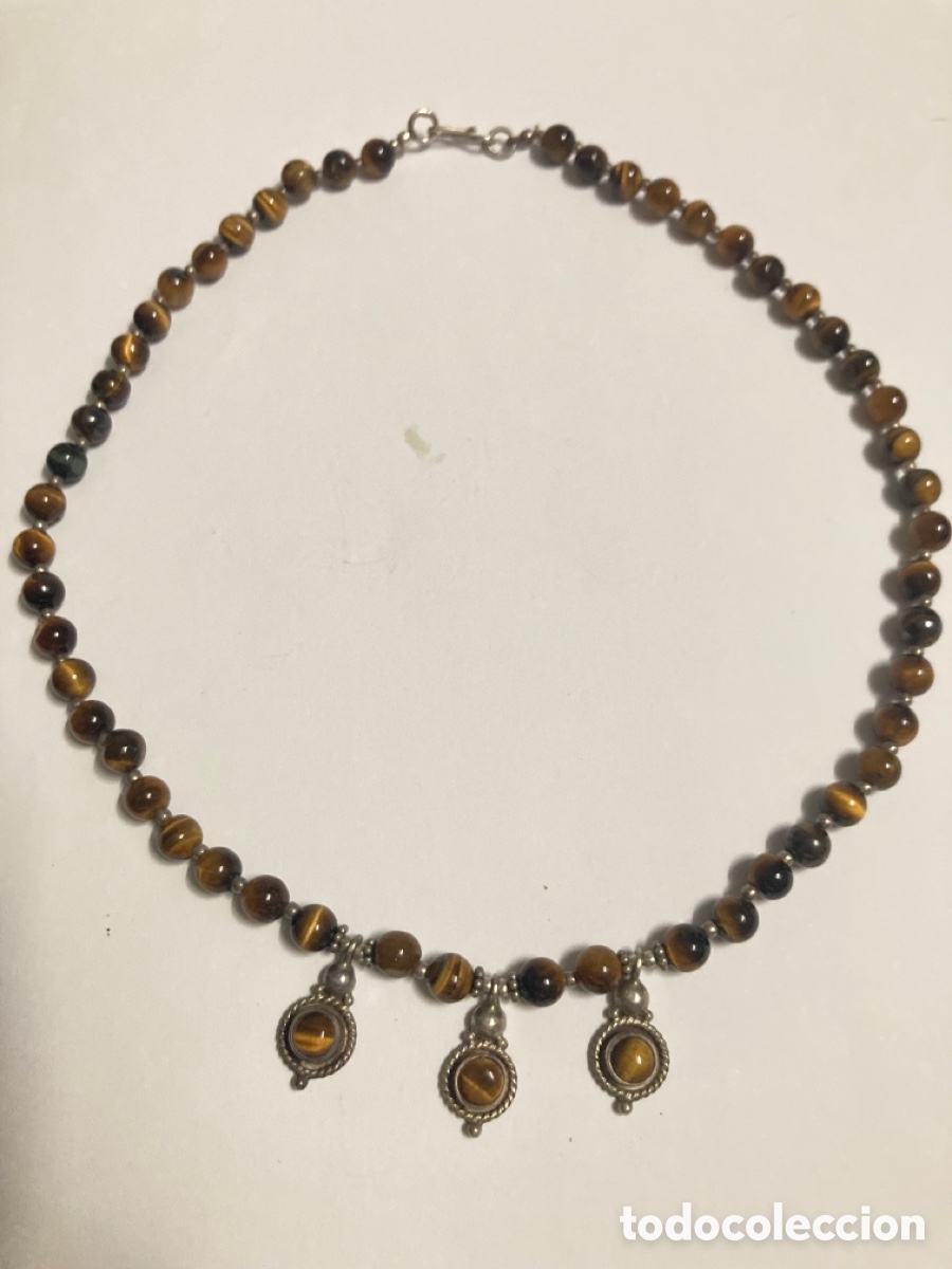 Joyeria: Collar de piedra ojo de tigre y plata - Foto 1