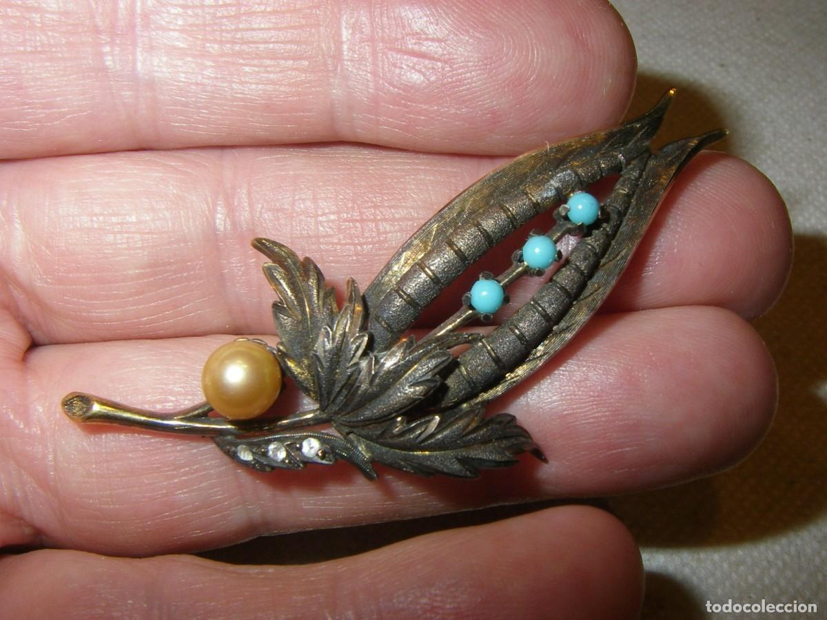Joyeria: Viejo broche de plata con pedreria, - Foto 1