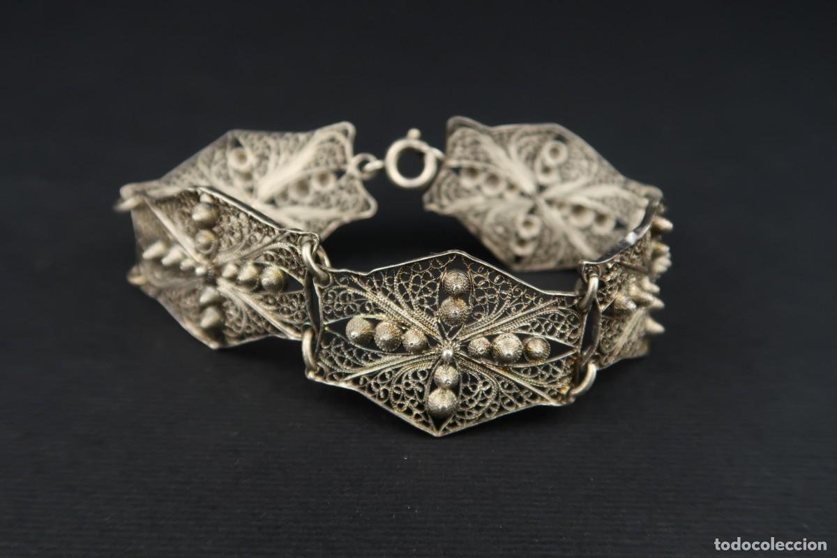 Joyeria: Antigua Pulsera de Filigrana de Plata - Foto 1