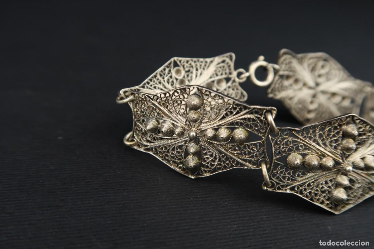 Joyeria: Antigua Pulsera de Filigrana de Plata - Foto 2
