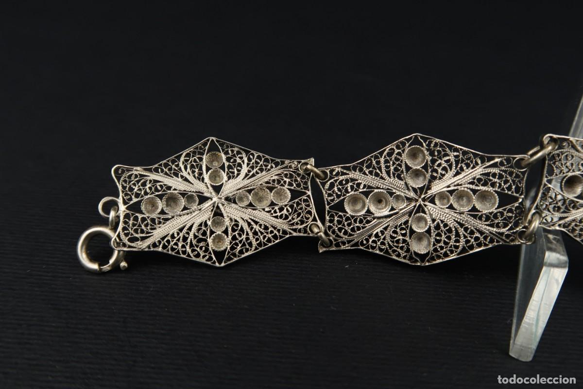 Joyeria: Antigua Pulsera de Filigrana de Plata - Foto 9