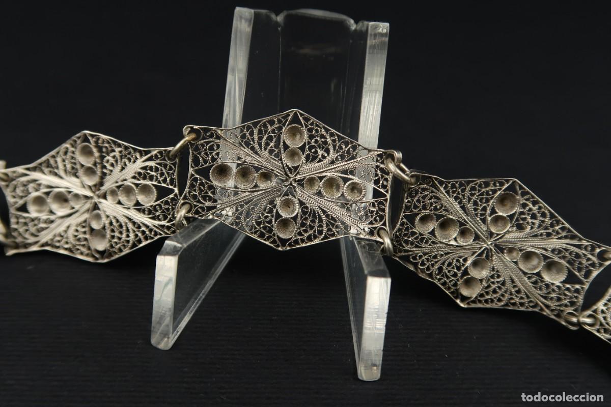Joyeria: Antigua Pulsera de Filigrana de Plata - Foto 10