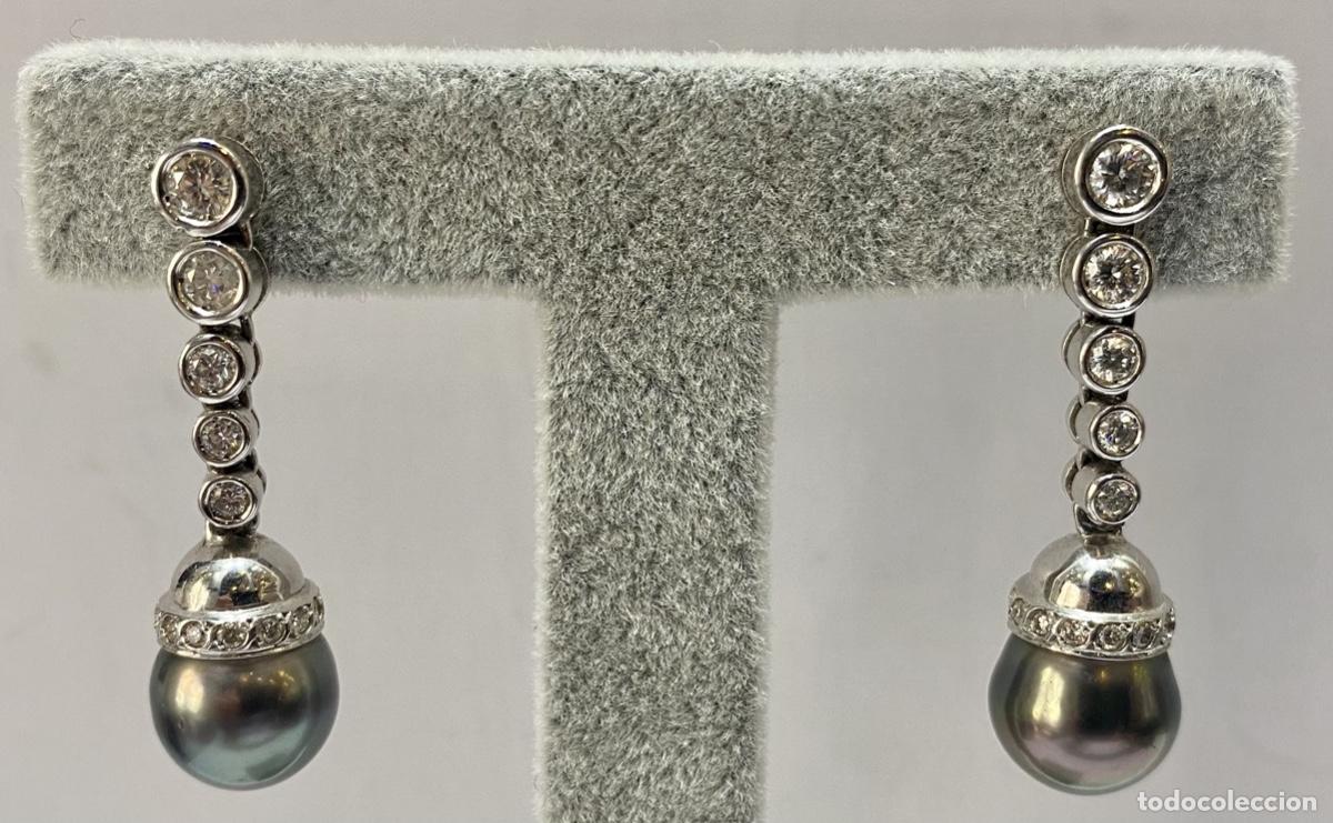 Joyeria: Pendientes de oro con diamantes y perlas - Foto 2