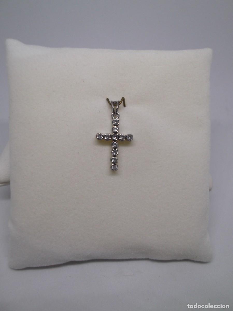 Joyeria: Cruz de oro blanco y circonitas.Vintage - Foto 2